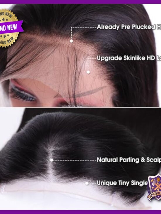 22 Inch Bone Straight Human Hair Wig HD Lace Front Pre Plucked 180% Density